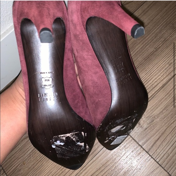 NWOB! Stuart Weitzman Burgundy Suede Heels 8.5 - Picture 3 of 8